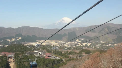 Riding cable car in Hakone with Mount Fuji view Stock Footage 25821532