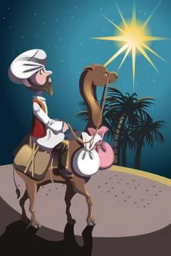 Riding camel in desert Stock Illustration