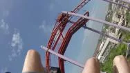 Riding A Crazy Roller Coaster At The Front Seat Pov Stock Footage