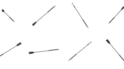 Riding Crops Falling on a White Background. Hunting Crop 3D Animation. 4K Stock Footage 312043663