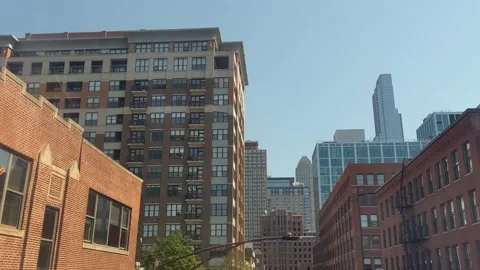 Riding Downtown Chicago Train Stock Footage 166460474