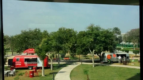 Riding Dubai frame elevator Stock Footage 100238105