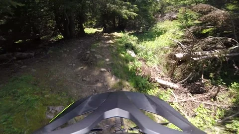 Riding ebike downhill in the forest 動画素材 150430641