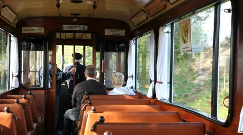 Riding on an Electric cable car pulled along a fixed track Stock Footage 42632360