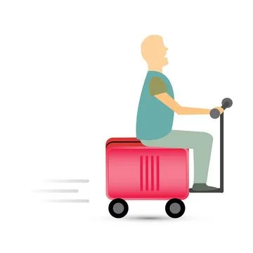 Riding electric suitcase Stock Illustration