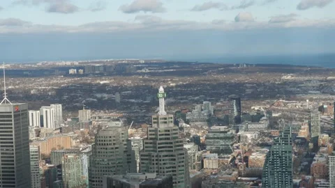 Riding the Elevator of CN Tower with expansive views of Toronto City Vídeo Stock 149218395