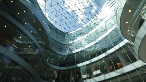 Riding in an elevator in a glass office tower Stock Footage 85152748