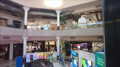 Riding in an elevator in a shopping mall Stock Footage 295885490