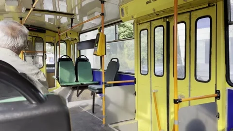 Riding On An Empty Bus - Public Transport Stock Footage 243001205