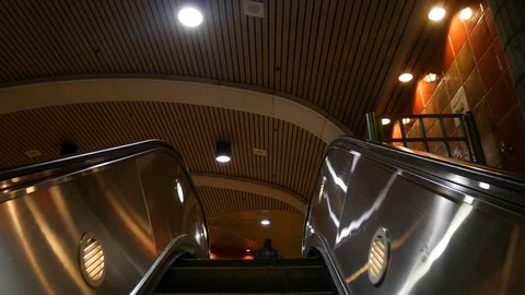Riding Up Escelator in Orange Subway Stop in Hollywood Video stock 123445650
