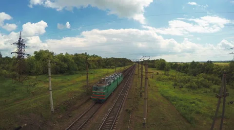 Riding Freight Train On The Railway Stock Footage 64076102
