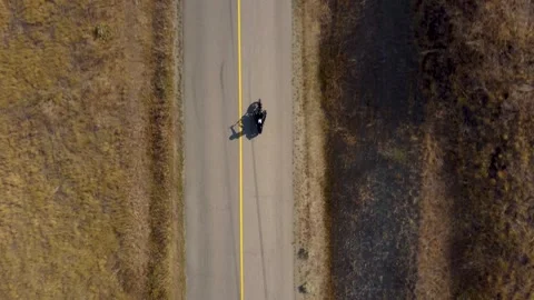 Riding a Harley Davidson Chopper Motorcycle, on a Road Trip Joyride, Along Stock-Footage 252264558