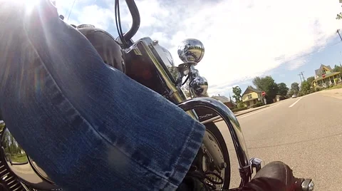 Riding harley davidson motorcycle view from low angle- 2 of 2 Stock Footage 53253552