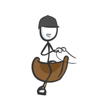 Riding horse. Vector simple saddle horseback rider Stickman no face clipart Stock Illustration