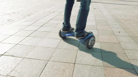 Riding hoverboard or self balancing gyro scooter Stock Footage 66723832