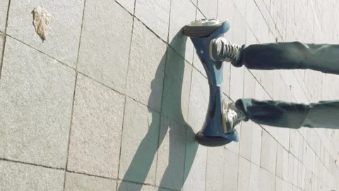 Riding hoverboard or self balancing gyro scooter Stock Footage 91142419