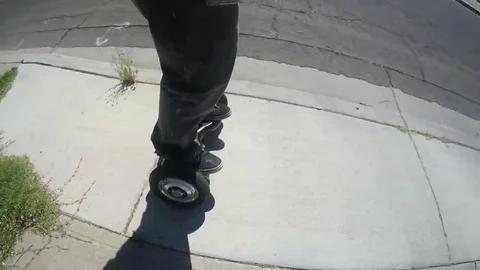 Riding Hoverboard from the Side Stock Footage 69216142