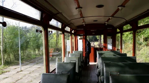 Riding inside the old cable car Stock Footage 42672056
