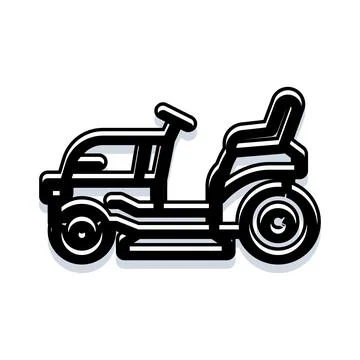 Riding lawn mower grass cutting equipment illustration Stock Illustration