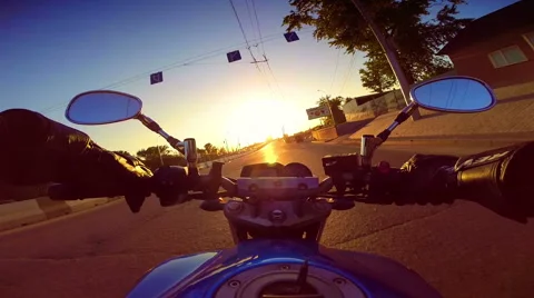Riding a motorcycle in a city Stock Footage 45289918