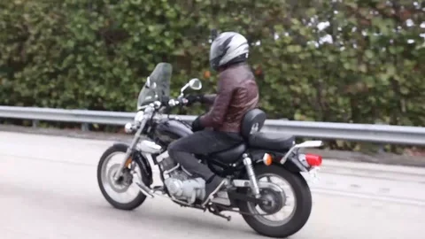 Riding Motorcycle on the Freeway Stock Footage 88415231