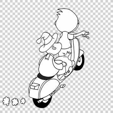 Riding a motorcycle Stock Illustration