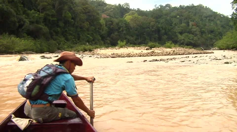 Riding the rapids in the rain forest Stock Footage 41381841