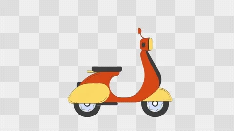 Riding retro scooter side view 2D object doodle animation Stock Footage 316758325