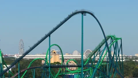 Riding roller coaster at amusement park in Orlando, Florida. Stock Footage 283334408