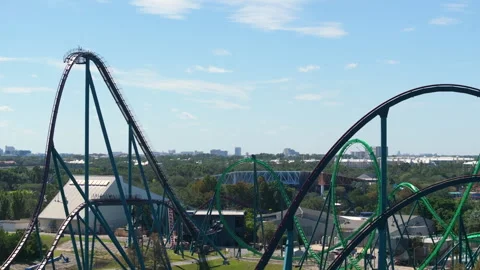 Riding roller coaster at amusement park in Orlando, Florida. Stock Footage 292345000