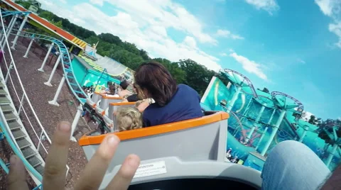 Riding on a Roller Coaster Stock Footage 54138557