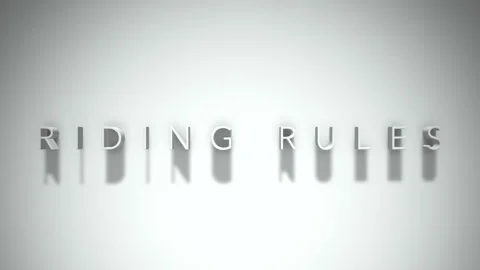 Riding rules 3D title animation white text on a white background Stock Footage 299702315