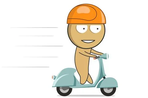 Riding a scooter Stock Illustration