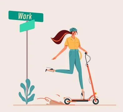 Riding Scooter Stock Illustration