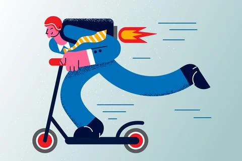 Riding scooter to work concept Stock Illustration