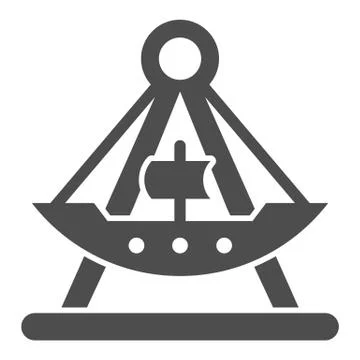 Riding ship attraction solid icon, Amusement park concept, viking boat ride sign Ilustración de archivo