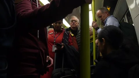 Riding the shuttle between terminals at Heathrow airport. Stock Footage 133004640