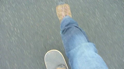 Riding a Skateboarding Point of View Stock Footage 10884727