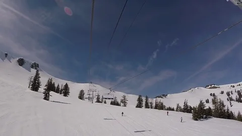 Riding a ski lift Stock Footage 73848963