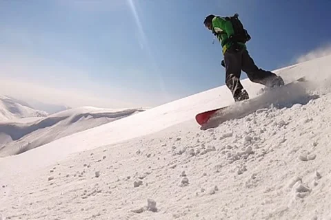 Riding Snowboarder Stock Footage 22303309