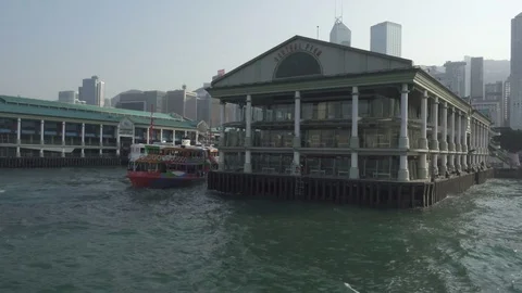 Riding the Star Ferry from the Central Pier to Kowloon in Hong Kong. Stock Footage 73283327