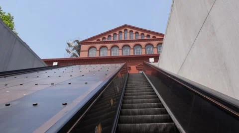 Riding up subway escalator Stock Footage 54959603
