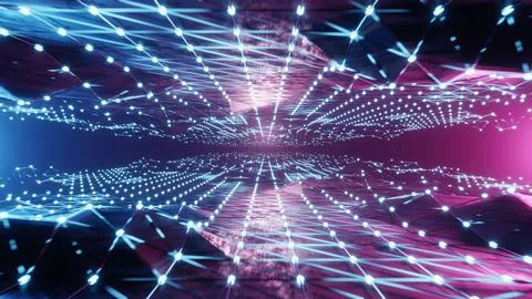 Riding through a crypto land in metaverse with retro look animation Stock Footage 203963335