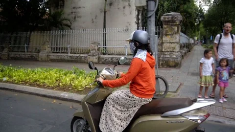 Riding through Ho Chi Minh on a motorbike Stock Footage