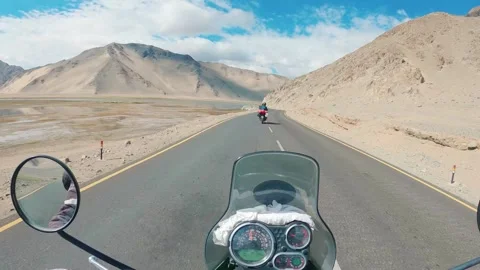 Riding Through Mountains and Valleys In Ladakh, India on 25th July 2025 Stock Footage 317979893