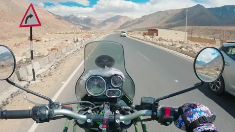 Riding Through Valley and Himalayan Mountains In Ladakh, India on 21st July 2025 Stock Footage 317430738
