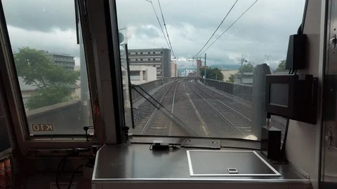 Riding a Train in Japan, Front View Stock Footage 120384721