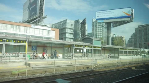 Riding on train - train tracks - Toronto, Ontario, Canada Stock Footage 68999697