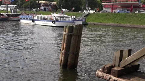 Riding under the Ioannovsky (Saint John's) Bridge with the Saved Hare Statue Stock Footage 64829771