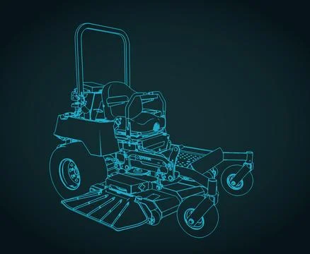 Riding zero-turn mower sketch Stock Illustration